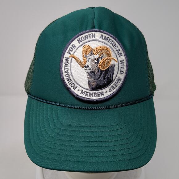 Foundation For North American Wild Sheep Member Trucker Hat Green One Size Rope - Picture 2 of 8